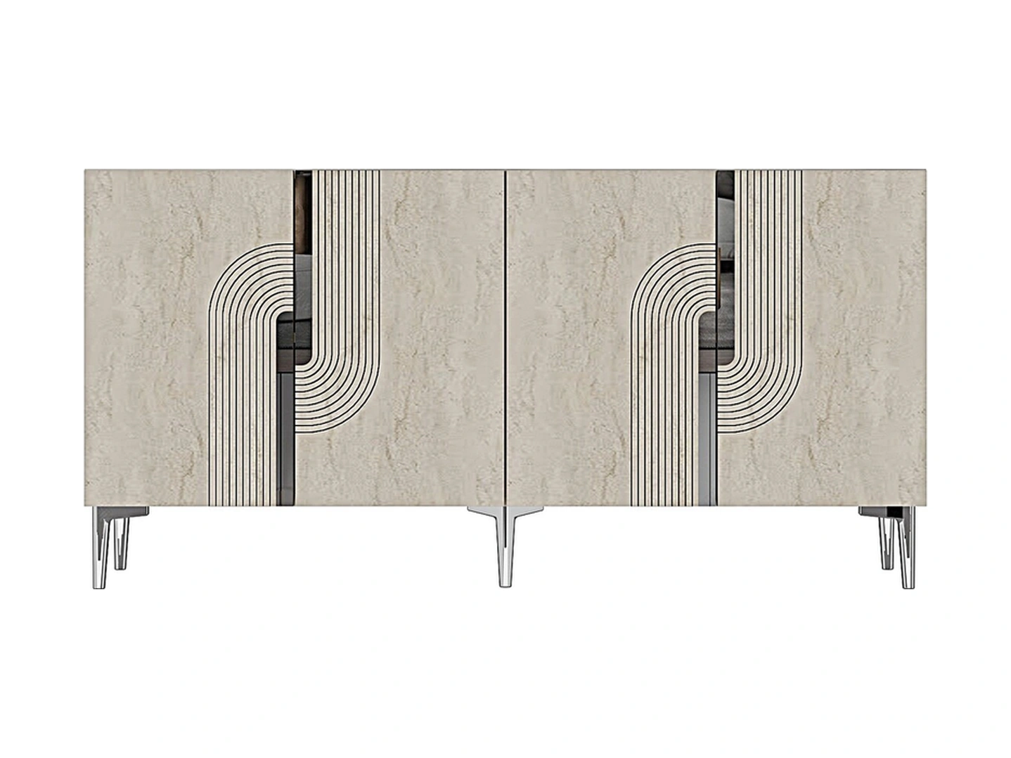 Ka1516bts Meyra Konsol, Kahve Köşesi, Tv Sehpası Beyaz-traverten Kapak-sılver 150cm Beyaz