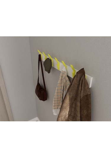 Hepsi3boyutlu Modern Duvar & Kapı Kanca Askılık - 7 Adet Sarı Kanca Askılık - Model No : 3 Sarı