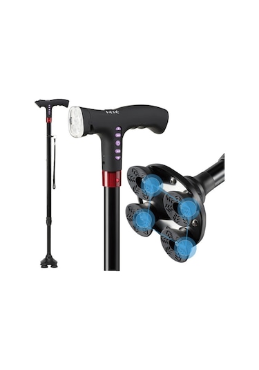 Ayarlanabilir Led Aydınatmalı Çok Fonksiyonlu Yürüyüş Batonu Çok Renkli