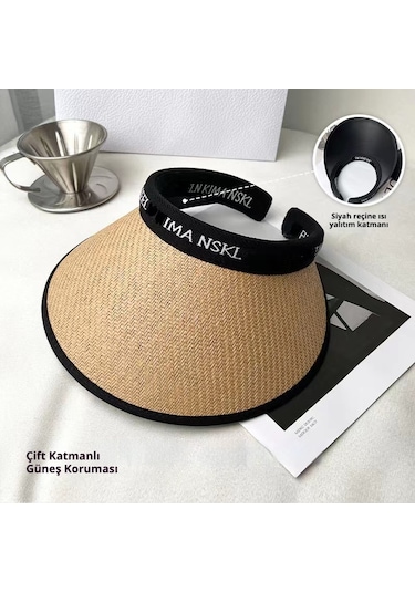 Snapbuy Uv Korumalı Yazlık Kadın Vizör Şapka, Katlanır, Şık Ve Kullanışlı Naturel