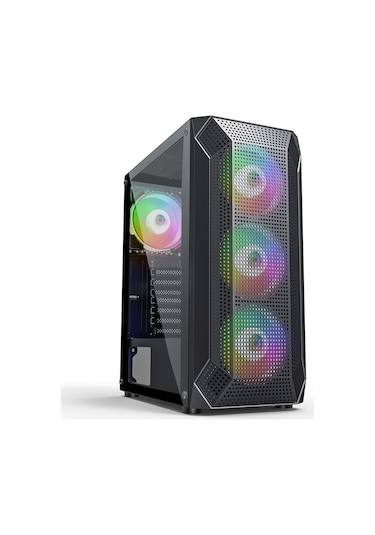 PowerBoost VK-P1882B Mesh Panel 4x12 CM Fanlı ATX Bilgisayar Kasası