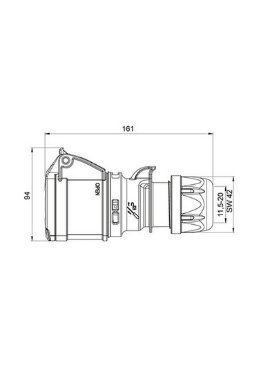 METE ENERJİ 406409V 4X32A. Ip44 Uzatma Prizi-(Vidalı Bağ.)