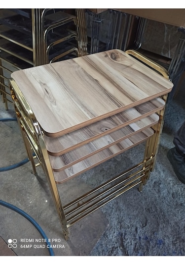 Zigon Sehpa Tepsi Zigon Model Sarı Nikelaj Kaplama Metal Ayaklı (540935680)