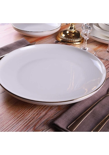 Galeri Kristal Semazen 27 Cm Servis Tabağı Krem Altın File