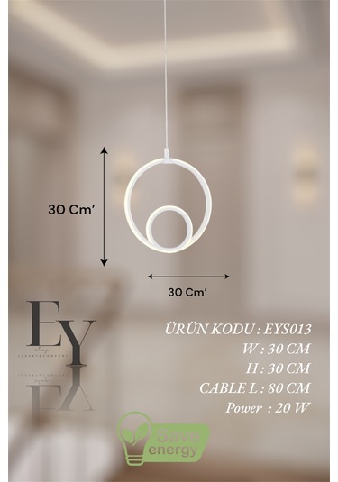 Ey Shop Beyaz Damla Göz Model 3 Renk Led Beyaz&sarı&günış Avize Beyaz