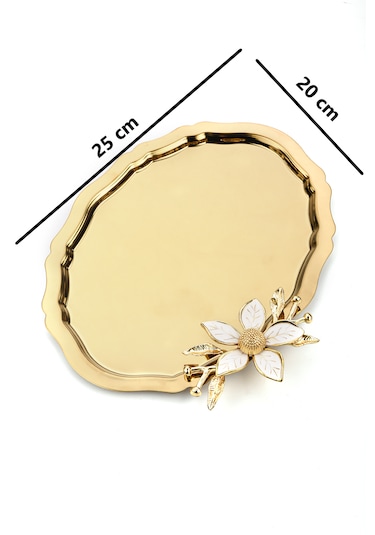 6 Adet Oval Papatlı Kahve-çay Servis Ve Sunum Tepsisi 25x20 Cm