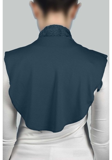 Altobeh Kadın Penye Tesettür Daire Yakalı Dantelli Boyunluk - Petrol