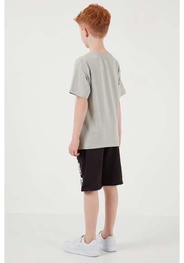 Lela Pamuklu Regular Fit Bisiklet Yaka Şortlu Alt-Üst Erkek Çocuk Takım 6212018 Gri