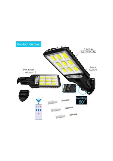 Novahub 616 Güneş Enerjili Sokak Lambası Led İnsan Vücudu İndüksiyon Bahçe Lambası, 72 Smd Uzaktan Kumanda Yok 3187