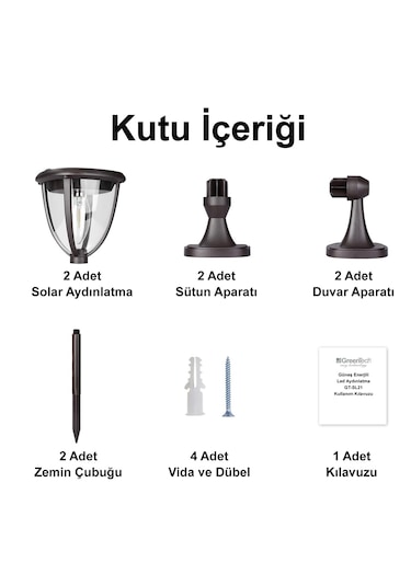 Greentech Güneş Enerjili Led Aydınlatma 2 Adet / GT-SL21