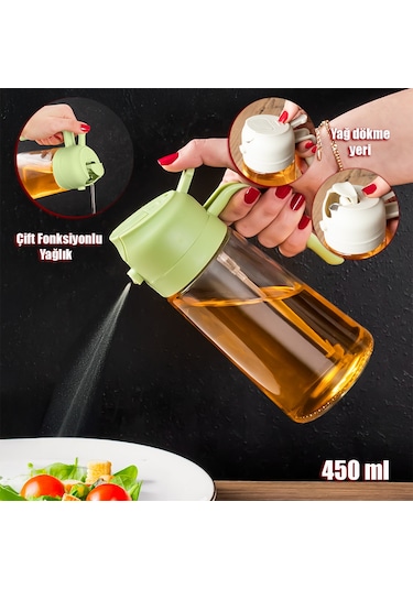 Porsima Alk-1900 Çok Amaçlı Cam Sprey Şişe -yağdanlık Limon Sirke Sos Püskürtücü, Sızdırmaz Standlı Yağdanlık Yeşil Yeşil