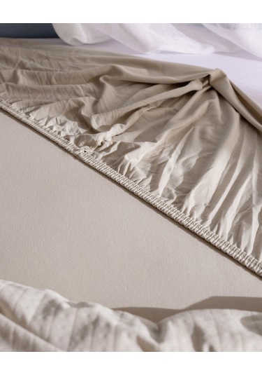 Madame Coco Marlene Tek Kişilik %100 Pamuk Penye Lastikli Nevresim Takımı - Bej 8684427198971 Ekru