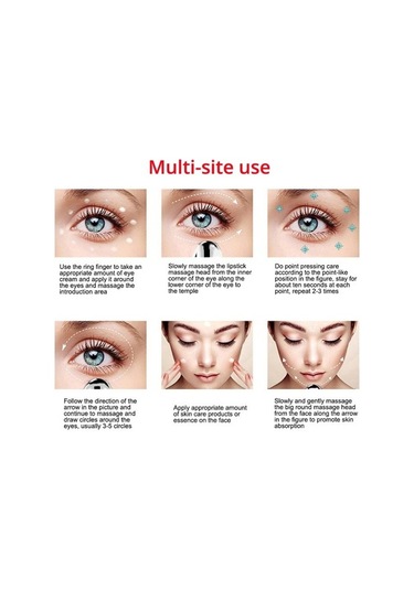 Beyaz Mini Elektrikli Titreşim Kırmızı Işık Terapi Yüz Göz Masaj Kalemi 5jz8ık Çok Renkli