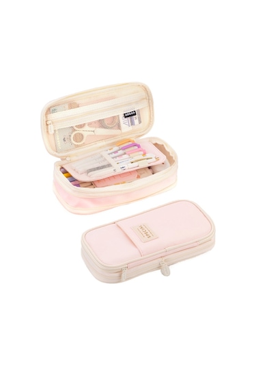 Şirin Ve Geniş Kapasiteli Okul Kalem Kutusu, Maskot Desenli Çocuklar İçin Kalemlik Pembe