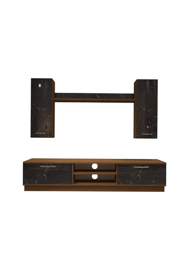 Decoraktiv Eko 5db Mdf Dvd Tv Ünitesi Tv Sehpası Ceviz - Siyah Mermer