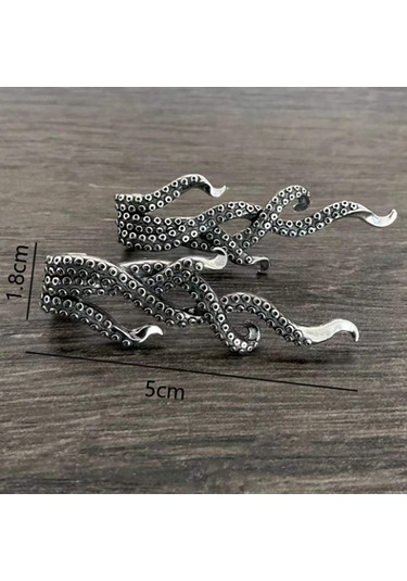 Ahtapot Dokunaç Hayvan Abartılı Küpeler Kadın Modası Retro Alaşımlı Küpeler Antik Gümüş