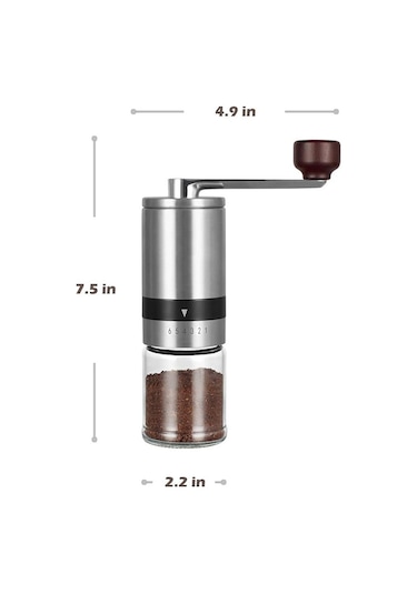 Manuel Kahve Öğütücü - Seramik Çapaklı El Kahve Değirmeni 6 Ayarlanabilir Ayar - Taşınabilir El Krankı Düz Manuel Kahve Değirmeni