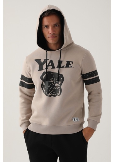 Yale Bej Kol Baskı Detay Erkek Sweatshirt Bej