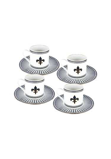 Siyah Aşk Türk Kahve Fincan Seti 4'lü &hediye Kutulu Altın - Beyaz - Siyah