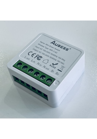 Aubess Akıllı Mini Anahtar Role 1 Kanal Çıkış, 2 Anahtar Girişi
