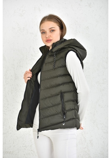 Wapp Unisex Haki Mikro Jel Dolgu Çıkarılabilen Fermuarlı Kapü Çok Renkli