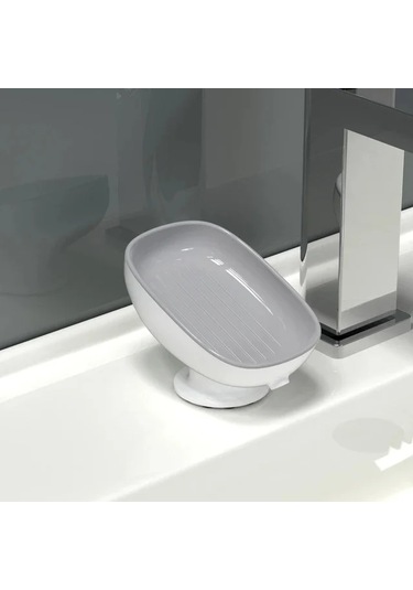 Süper Vantuz Bulaşık Kendinden Boşaltma Mutfak Süngeri Konteyner Açık Gri