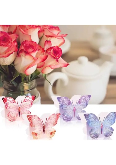 Willowhaven 12 Adet 3d Kelebek Parti Davetiyesi Elektriksiz Ev Dekoru Çiçek Temalı Kutu
