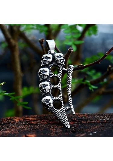 Dükkan Design Kurukafa Motifli Kolye Gri