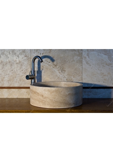 Traverten Silindir Mermer Lavabo