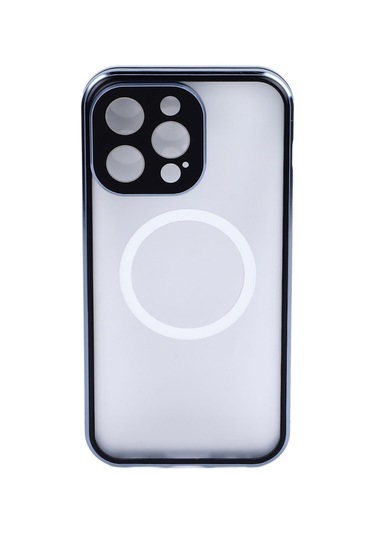Manyetik Telefon Kılıfı Metal Çerçeve Mavi Kablosuz Şarjlı Düşmeye Karşı Koruyucu Kılıf 14 Pro Max İçin