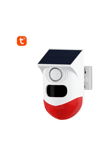 Mufunye Tuya Wifi Güneş Enerjili Kablosuz Kızılötesi Hareket Sensörü Dedektörü Strobe Siren 120db Alarm Su Geçirmez Pır Sensörü