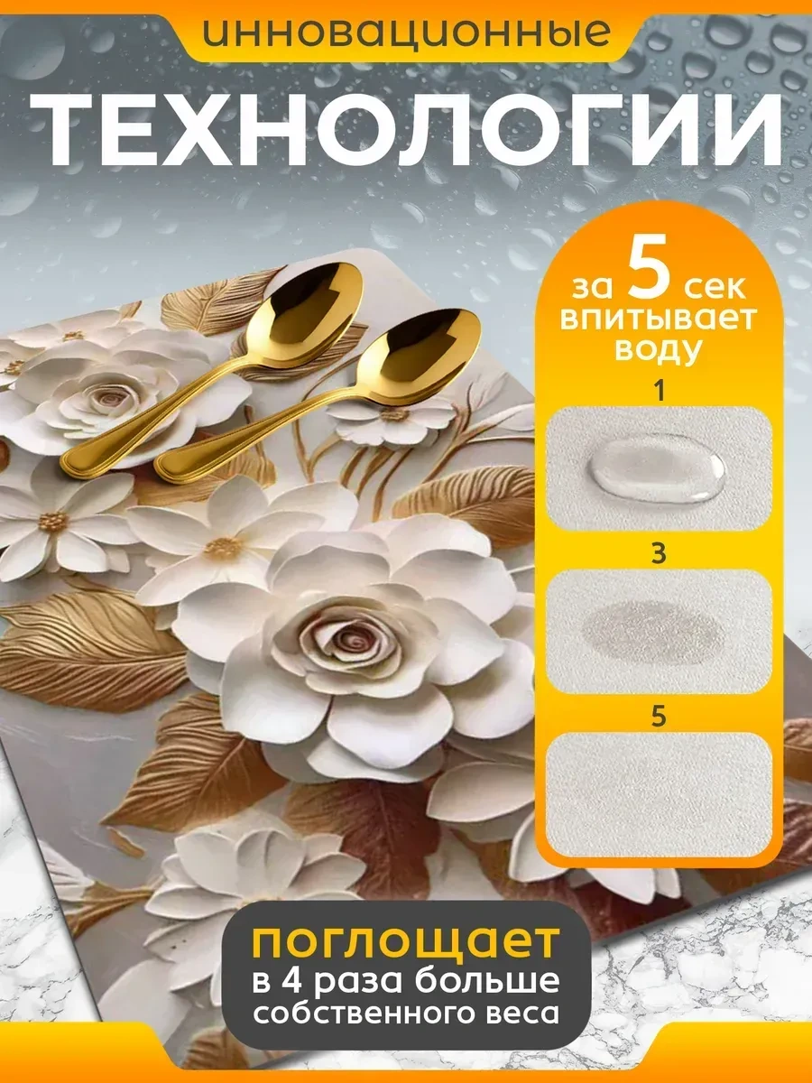 Suskasmart Bulaşık Kurutma İçin Emici Paspas, 50 40 425229121 Pembe Kamelya