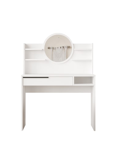 Robin Home Paris Makyaj Masası Aynalı Raflı Çekmeceli Beyaz