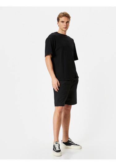 Koton Bermuda Şort Beli Bağcıklı Cep Detaylı Siyah 4sam40020mk Siyah