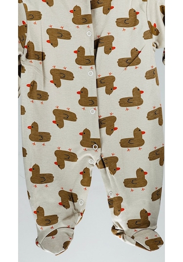 Civcivli %100 Pamuklu Çıtçıtlı Bebek Tulum 001