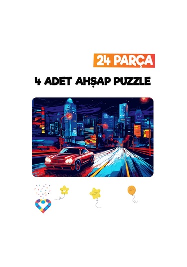 Ahşap Çocuk Puzzle 24 Parça 4 Adet-4