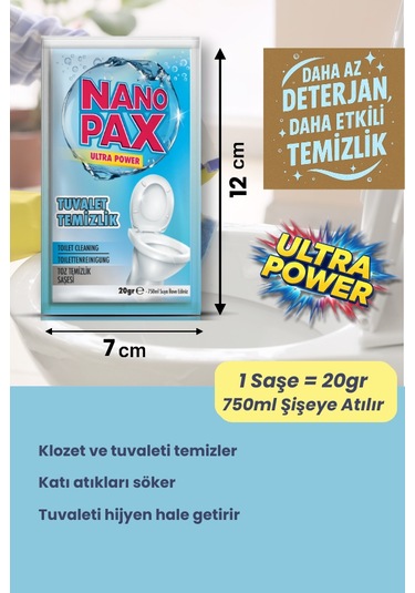 Tuvalet & Klozet Toz Temizlik Saşesi 12 Adet X 20gr