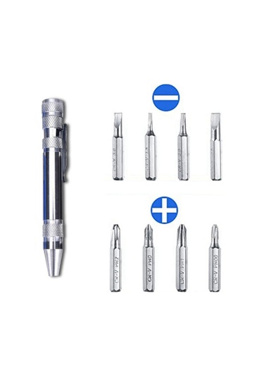 Leasetake Adet Kalem Tornavida Seti Alüminyum Alaşımlı Kalem Tipi El Vidalı Tornavida Gümüş