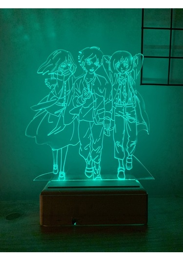 Mikasa Eren Armin Attack On Titan 16 Renk Gece Lambası