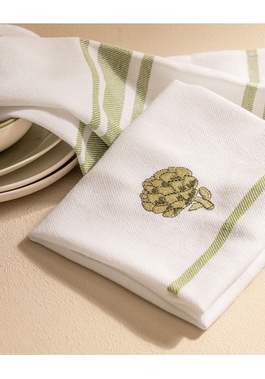 Artichaut 2'li Nakışlı Kurulama Bezi - Beyaz/yeşil 8684427202197 Çok Renkli