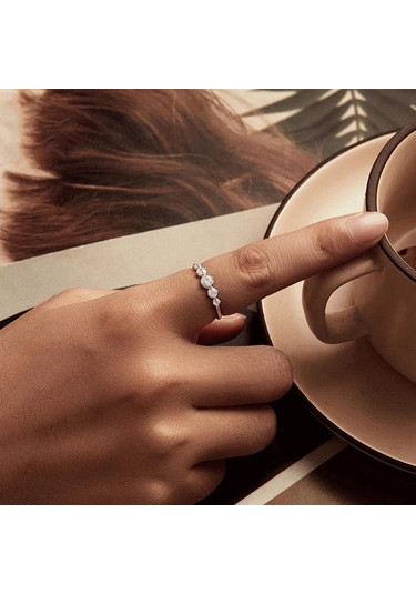 Bsr620 S925 Sterling Silver Platinum-plated Shining Zircon Ring 8 Çok Renkli