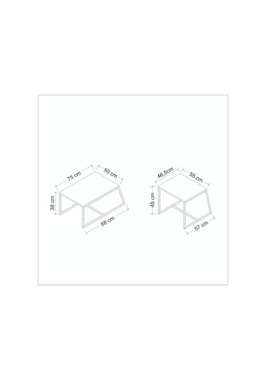 Minimal 2'li Orta Sehpa - Antrasit Antrasit