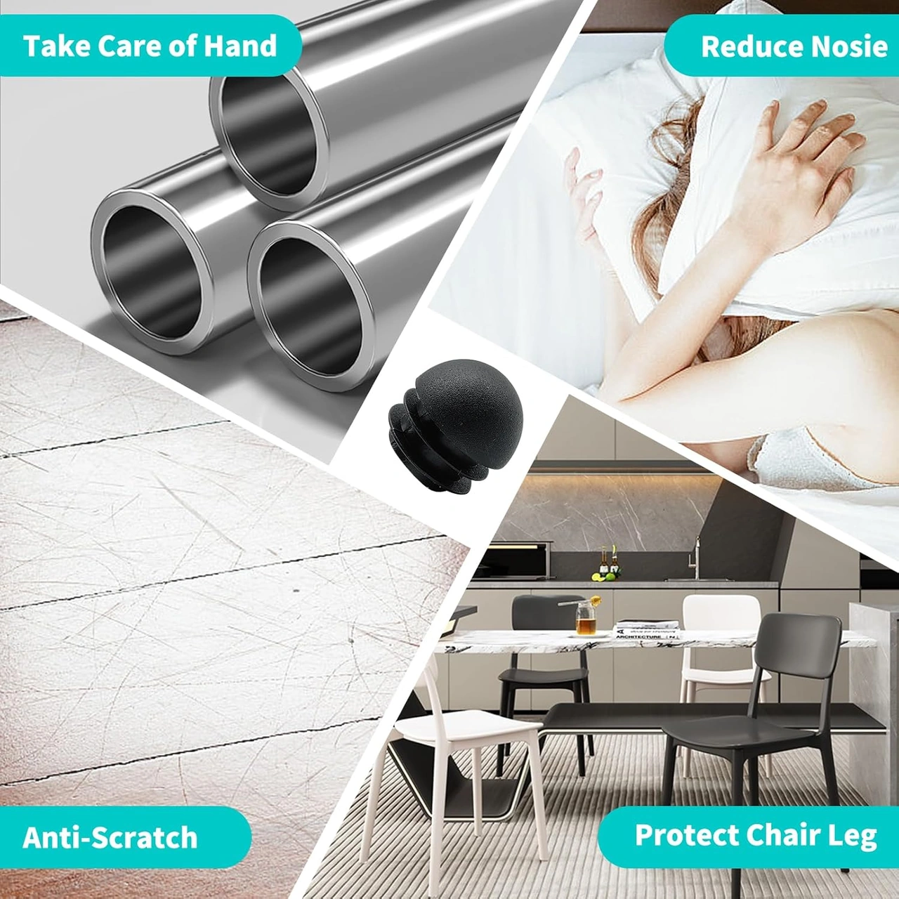 Dofolink 30 Adet Plastik Boru Uç Kapakları - 19 Mm Baş Çapı, Mutfak/bahçe Mobilyası Koruyucu Kaymaz Tabanlı Koltuk/stül Boru Korumaları