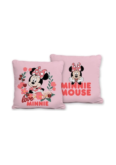 Taç Lisanslı Kırlent Minnie Pink Flower 40x40