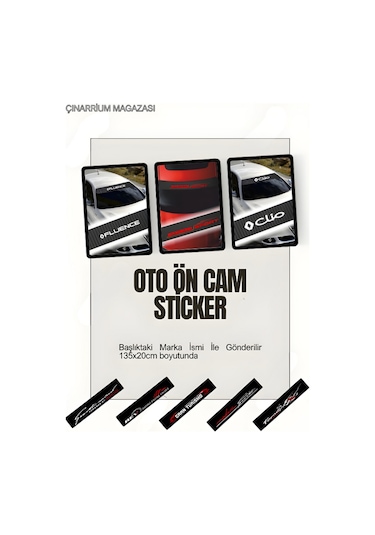Skoda Kamiq Oto Ön Cam Kaliteli Sticker Yerli Üretim 135x20 Karbon