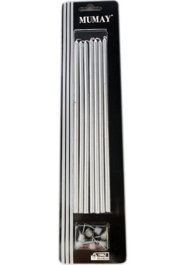 Uzun Mum 20cm Gümüş
