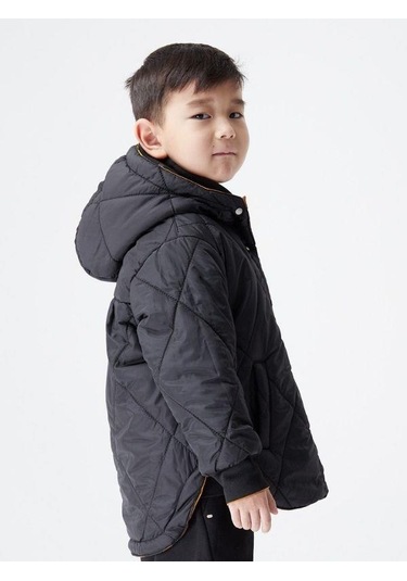 Çocuk Desenli Çift Taraflı Cepli Mont-13619 HARDAL