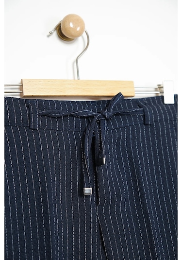 Erkek Çocuk Çizgili Ceket Gömlek Pantolon Papyonlu Takım Elbise Te.1001y Lacivert