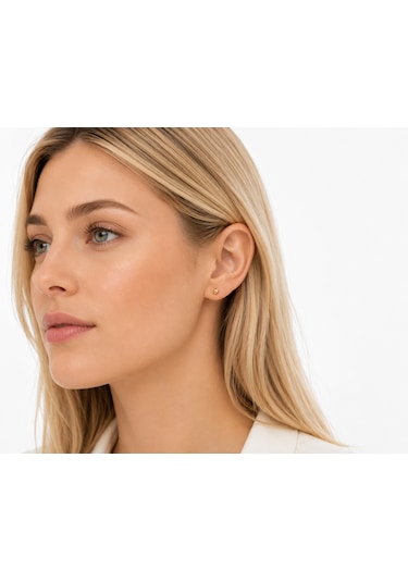 4 Mm Altın Cilalı Top Küpe Minimal Günlük Kadın Küpe 0,48 Gr