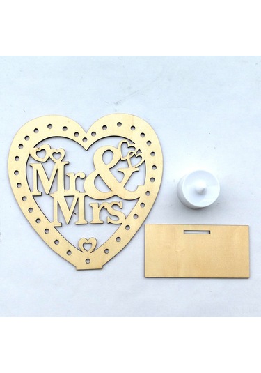 Suofeng Ahşap Ev Dekorasyonu Aşk Formu Mr & Mrs Işıklı Led Mumlu Nikah Özel Heykeli Çok Renkli